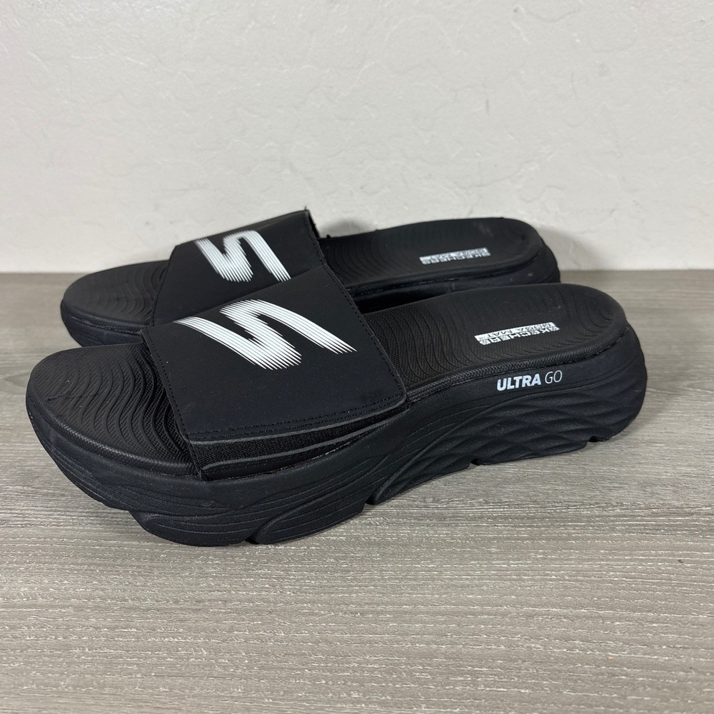 Skechers Cushioning Mizumi Slide Mens 9 Black Goga Mat Ultra Go Sandals
